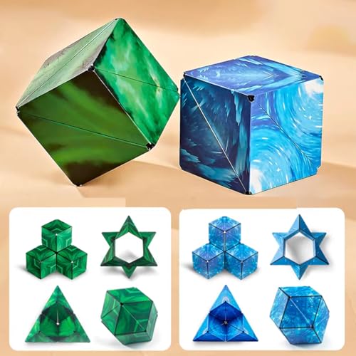 Super schöne Aurora Unendlichkeit Form Verschiebung Würfel Reise Party Füller Weihnachten Geburtstagsgeschenke Über 70 Formen drehen 3D-Puzzle (Blau + Grün) von Oostifun