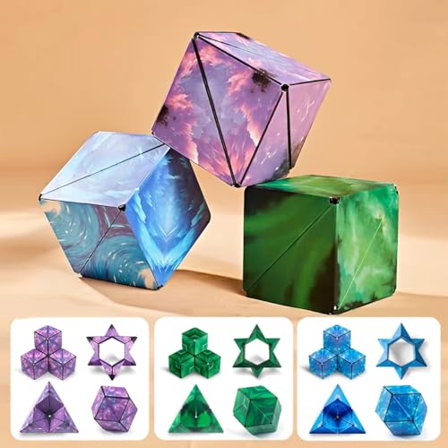Super schöne Aurora Unendlichkeit Form Verschiebung Würfel Reise Party Füller Weihnachten Geburtstagsgeschenke Über 70 Formen drehen 3D-Puzzle (Blau + Lila + Grün) von Oostifun