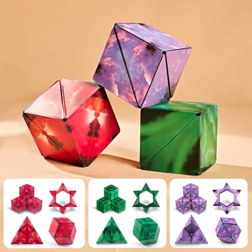 Super schöne Aurora Unendlichkeit Form Verschiebung Würfel Reise Party Füller Weihnachten Geburtstagsgeschenke Über 70 Formen drehen 3D-Puzzle (Lila + Rot + Grün) von Oostifun
