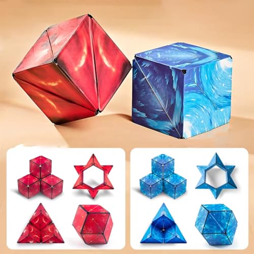 Super schöne Aurora Unendlichkeit Form Verschiebung Würfel Reise Party Füller Weihnachten Geburtstagsgeschenke Über 70 Formen drehen 3D-Puzzle (Rot + Blau) von Oostifun