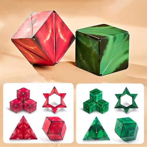 Super schöne Aurora Unendlichkeit Form Verschiebung Würfel Reise Party Füller Weihnachten Geburtstagsgeschenke Über 70 Formen drehen 3D-Puzzle (Rot + Grün) von Oostifun