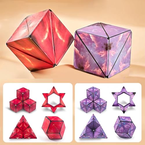 Super schöne Aurora Unendlichkeit Form Verschiebung Würfel Reise Party Füller Weihnachten Geburtstagsgeschenke Über 70 Formen drehen 3D-Puzzle (Rot + Lila) von Oostifun