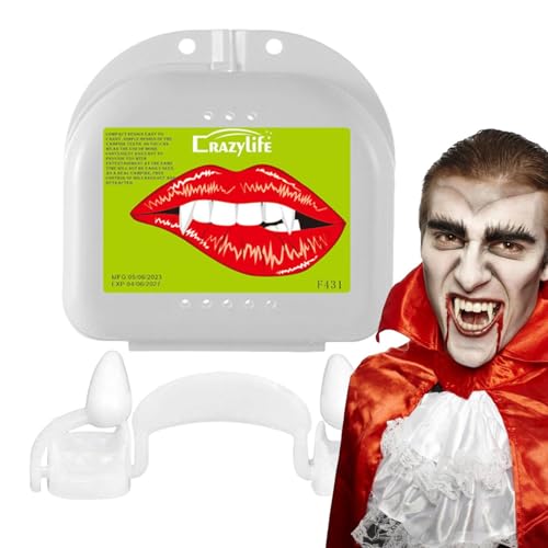 Opdestn Halloween Zahnprothese, Zähne für Cosplay, Ausfahrbare Vampirzähne Ersatz Für Kosplay Schminke Gruselhäuser Horror Events von Opdestn