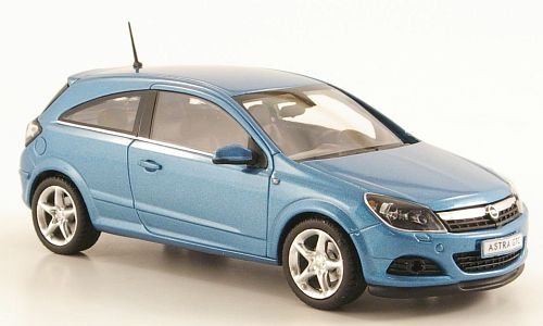Opel Astra H GTC, metallic-hellblau, Modellauto, Fertigmodell, Minichamps 1:43 von Opel