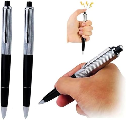 2 Stück Shock Pen Streich, Silber, interessante überraschende Streichartikel, leicht, schockierend, praktisch, Witz, Schockstift, Spielzeug für Outdoor-Neuheit und Gag-Spiele von Opemg