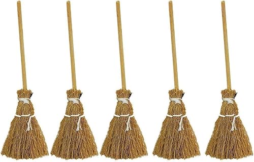5 Stück Hexenbesen Set, Miniaturbesen Requisiten, Feendekoration, Zimtbesen, Kehrwerkzeuge, Winkelbesen, Puppenhauszubehör 5 Stück Hexenbesen Set, Miniaturbesen Requisiten, Feendekoration, Zimtbesen, Kehrwerkzeuge, Winkelbesen, Puppenhauszubehör von Opemg
