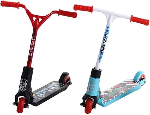 Opemg 2 Stück Finger-Scooter Mini Zweirad-Spielzeug, Mini-Roller-Fingerboard-Zubehör, winziger Trick-Scooter für Partygeschenke, Fingertraining, magische Kits und Zubehör, Jonglier-Sets, Skateboards von Opemg