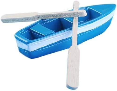 Schönes blaues Miniatur-Ruderboot, kleines Kunststoffboot Kanu Modell mit Rudern für Miniaturgärten, Puppenhaus, Kuchendekoration, Dekoration Schönes blaues Miniatur-Ruderboot, kleines Kunststoffboot Kanu Modell mit Rudern für Miniaturgärten, Puppenhaus, Kuchendekoration, Dekoration von Opemg