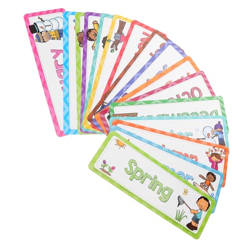 16Stücke Teiliges Englisch Lernkarten Set für Monats und Jahreszeitenkarten zur Unterstützung des Frühen Lernens Klassenzimmerdekoration für Kindergarten von Operitacx