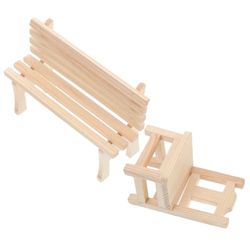 Operitacx 1 Satz Puppenhausbank Miniatur-parkmöbel Mini-puppenhaus-zubehör Mini-puppenhaus- Puppenhaus Sitzbank Puppenhaus Zubehör Modell Bank Puppenstubenbank Holz Beige 2 Stück von Operitacx