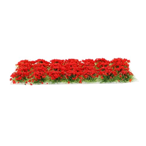 Operitacx 1 Schachtel Miniatur Grasbüschel mit Roten Blüten Künstliche Vegetation für Sandtisch und Modellbau Langlebige Resin Dekoration für Mikro landschaften Eisenbahn dioramen und von Operitacx