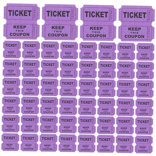 Operitacx 100St Lotterie-Ziehungsscheine Etiketten für Veranstaltungstickets Eintrittskarte einzelne Papieranhänger Lose Partykarten Kinokarten Hochzeit Zubehör Violett von Operitacx