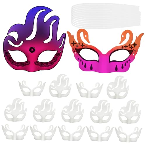 Operitacx 16 Stück Teiliges DIY Weißes Papiermasken Unbemalt Phoenix Schwan Design Leichte Masquerade Masken für Karneval Mardi Gras Halloween und Kostümparty von Operitacx