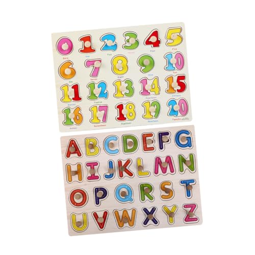 Operitacx 2 Satz Montessori Holzpuzzle Alphabet und Zahlen Lernspielzeug für Kleinkinder Bunte Buchstaben und Zahlenpuzzle aus Robustem Holz Fördert Feinmotorik und Kognitive Entwicklung von Operitacx