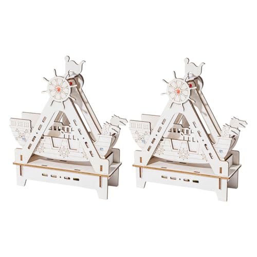 Operitacx 2 Sets Holzmodell Nautische Dekoration 3D Puzzle Piratenschiff Große Bausätze DIY Modell Dekoration Boot Männer Frauen Beige Ohne Batterie von Operitacx