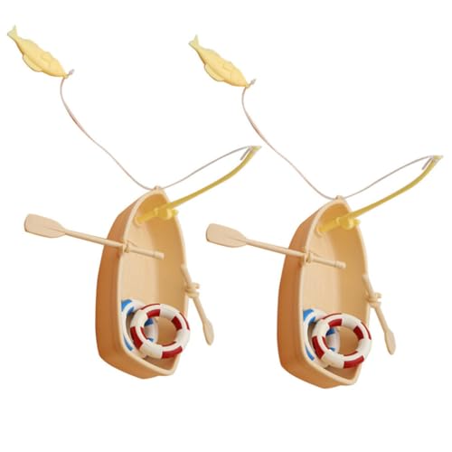 Operitacx 2 Sätze Puppenhaus-Schwimmring Miniatur-Hausmöbel Angelzubehör Modelle Spielzeug Mini-Fischerboote aus Puppen-Fischerboot-Kit Glas Angelanzug Rudern Kind Kanu von Operitacx