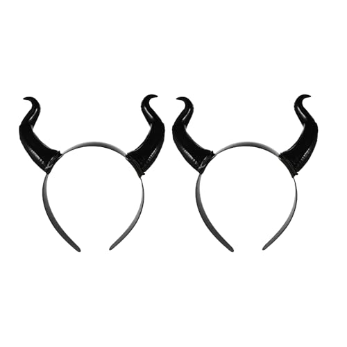 Operitacx 2 Stück Halloween-Hörner-Stirnband Schwarze Teufelshörner-Kopfbedeckung Retro-Gothic-Haarschmuck Hörner-Cosplay Für Halloween Weihnachten Festival Thema Cosplay-Kostüm-Stirnbänder von Operitacx