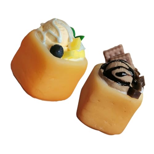 Operitacx 2 Stücke Miniature Ice Toast Lebendige Farben mit Glatten Kanten Mini Dessert Zubehör für Puppenhaus Küche Fördert Kreativität und Fantasie Beim Rollenspiel von Operitacx