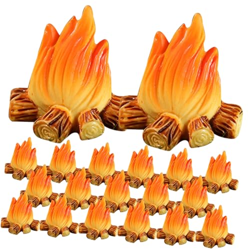 Operitacx 20 Stück Feuerschmuck puppenhauszubehör Garden Decor gefälschte Lagerfeuerdekoration falsches Lagerfeuer Fackel Wald Miniatur-Feuermodell Zubehör für Camping-Geburtstagsfeiern Harz von Operitacx