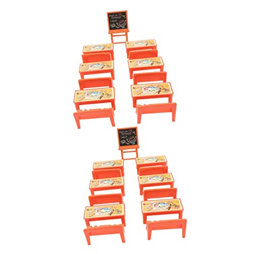 Operitacx 26 STK Gelber Tisch und Stühle Möbel im Maßstab 1:12 Mini-Tafelschilder für Lebensmittel Modelle das Geschenk Mini-Landschaftsschreibtischstuhl Modell wohnmöbel aus Holz hölzern 3D von Operitacx
