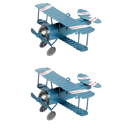 Operitacx 2St Modellflugzeug Spielzeug Schreibtisch- Doppeldecker-Modellstatue Wohnkultur Modelle schmiedeeiserne Flugzeuge Retro-Flugzeug- Metall schmücken Segelflugzeug von Operitacx