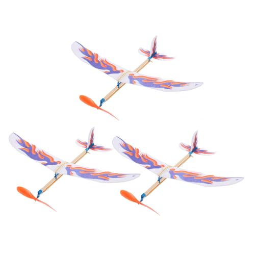 Operitacx 3 Stück Teiliges DIY Flugzeugmodell mit Gummimotor Vogel Design Leichter Schaumstoff Langlebig Pädagogisches für Eltern Junge Mädchen Interaktion Zufällige Farbe von Operitacx