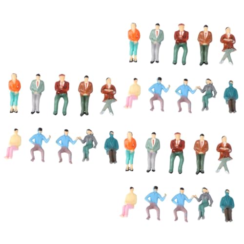 30 STK Farb Simulations Puppe Winzige Menschenfiguren Simulationscharaktermodell Fahrgäste Der Modelleisenbahn Deckel Desktop-dekor Figurenmodell Dekor Marionette Schurke Plastik von Operitacx
