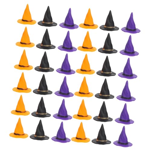 Operitacx 36 Stück Teiliges Miniatur Hexenhüte Bunte Halloween Dekorationen Kleine Zauberer Hüte für Puppenhaus DIY Bastelbedarf Vielseitige Wiederverwendbare Festtagsaccessoires von Operitacx