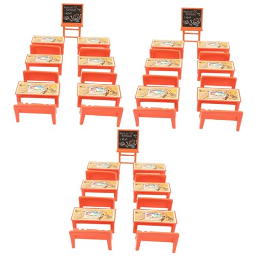 Operitacx 39 STK Gelber Tisch und Stühle Alphabet-Magnete Tafel für Kinderschreibtisch Schreibtische Mini-Klassenzimmer-Landschaftsmodell Mini-Landschaftsschreibtischstuhl Baby Schließfach von Operitacx