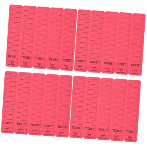 Operitacx 400 STK Lose Tickets Etiketten Lotterieschein Karnevalskarten Eintrittskarten für Veranstaltungen Konzertkarten Fahrkarte Kinokarten Flugblatt Zubehör Papier rot von Operitacx