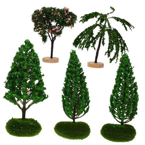 Operitacx 5 Stück Teiliges Miniatur Landschaftsbäume Realistische Miniaturfiguren Lebendige Dekoration für Tisch und Garten Vielseitige Modellbaum Figuren für Innen und Außen von Operitacx