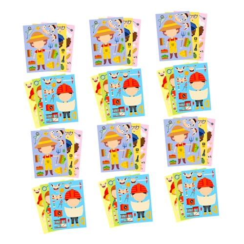 Operitacx 6 Sätze Berufs Puzzle Sticker für Interaktive DIY Kostüme Fördert Kognitive Entwicklung Farbenfrohe Designs für Schule Geburtstage und Familienaktivitäten von Operitacx