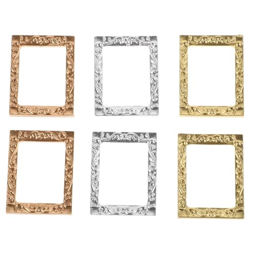 Operitacx 6 Stück Teiliges Puppenhaus Zubehör Miniatur Fotorahmen Gold Silber und Roségold für Realistische Puppenhaus Szenen und Mikro Fotografie für Kreative Fotoprops von Operitacx
