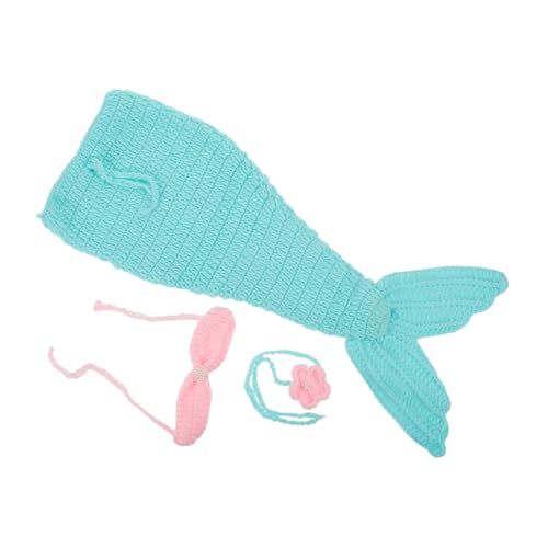 Operitacx Neugeborenen-fotografie-set Handgehäkeltes Meerjungfrauen-babykostüm mit Stirnband Oberteil und Grünes Babyfoto-requisiten-set für Kreative Neugeborenenporträts von Operitacx