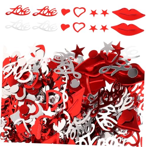 Operitacx Romantisches Konfetti Mix aus Roten Lippen Love Sternen und Funkelnden Strasssteinen Vielseitige Streudeko für Hochzeit Jahrestag Valentinstag und Partydeko von Operitacx