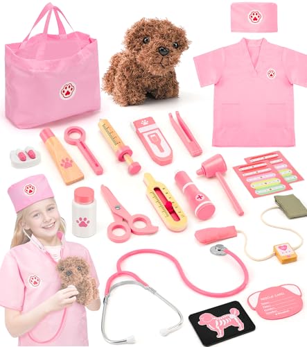 Ophy Arztkoffer Kinder Holz, Tierarzt Spielzeug Kinder Mit Plüschhund Hohe Simulation Stethoskop Rollenspiel Kinder Tierarzt Spielset Arzt Kostüm Geburtstag Geschenke für Mädchen Jungen 3 4 5 6 Jahre Ophy Arztkoffer Kinder Holz, Tierarzt Spielzeug Kinder Mit Plüschhund Hohe Simulation Stethoskop Rollenspiel Kinder Tierarzt Spielset Arzt Kostüm Geburtstag Geschenke für Mädchen Jungen 3 4 5 6 Jahre von Ophy
