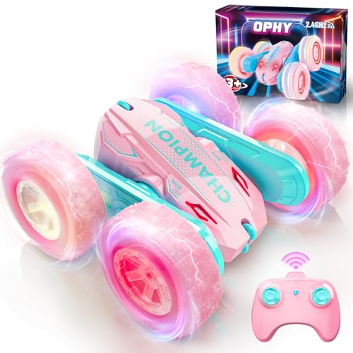 Ophy Ferngesteuertes Auto Mädchen ab 3 4 5 6 7 8 9 Jahre, Spiele LED Blinken RC Auto Spielzeug Kinder Toy 360° Flip Car Indoor Outdoor Draußen Sand Strand Garten, Weihnachten Geburtstags Geschenke Ophy Ferngesteuertes Auto Mädchen ab 3 4 5 6 7 8 9 Jahre, Spiele LED Blinken RC Auto Spielzeug Kinder Toy 360° Flip Car Indoor Outdoor Draußen Sand Strand Garten, Weihnachten Geburtstags Geschenke von Ophy