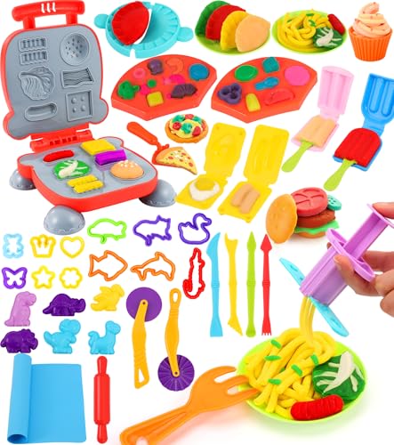 Ophy Knete Zubehör - 48 Stück Knete Set Gehören Hamburger-Maker, Knete-Werkzeuge, Eismaschine, Nudeln, Pizza Knetwerkzeug für Kinder Küchenspielzeug Kitchen Creations Spielzeug Geschenk Mädchen &Junge Ophy Knete Zubehör - 48 Stück Knete Set Gehören Hamburger-Maker, Knete-Werkzeuge, Eismaschine, Nudeln, Pizza Knetwerkzeug für Kinder Küchenspielzeug Kitchen Creations Spielzeug Geschenk Mädchen &Junge von Ophy