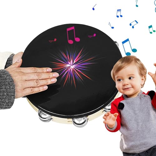 Handgehaltene Trommel, Holztamburin für Kinder - Tragbares Musikinstrument aus Holz, tragbare Trommel für und Mädchen, niedliches Meeting-Tamburin Handgehaltene Trommel, Holztamburin für Kinder - Tragbares Musikinstrument aus Holz, tragbare Trommel für und Mädchen, niedliches Meeting-Tamburin von Opilroyn