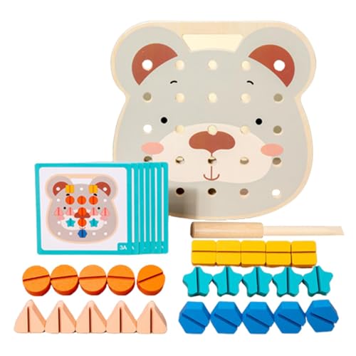 Holznussspielzeug, Schraubblockspielzeug, Würfelwerkzeug zur Farberkennung, Feinmotorikspielzeug, Lernaktivitäten im Vorschulalter für Kinder von von Opilroyn