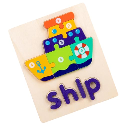 Holzpuzzle für Kinder, Holzpuzzle für Kinder, Intelligenz-Spiel – Wort- und Formpuzzle für Kinder, pädagogisches Spielzeug für frühes Lernen für Mädchen und Jungen von Opilroyn