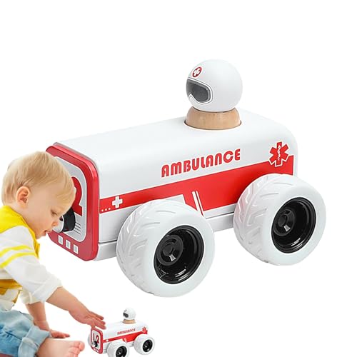 Krankenwagen, Rückziehwagen, Rückziehautos | Reibungsauto - Holzträgheitsspielzeug, kleine Feuerwehrwagen mit Reibungsmotor von Opilroyn