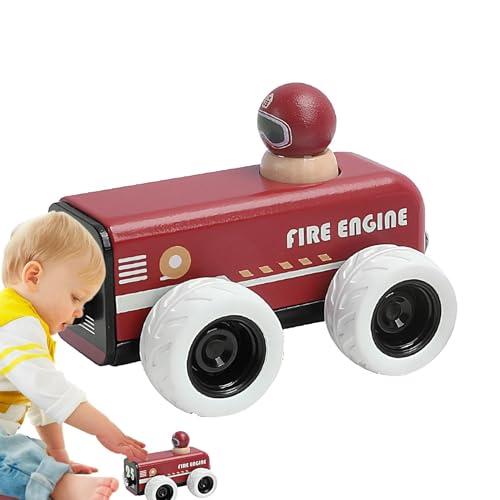 Krankenwagenwagen, Feuerwehrauto Pull Back - Spielzeug zurückziehen | Holzspielzeug für Trägheit Autos aus Holz, kleine Feuerwehrwagen mit Reibung betrieben von Opilroyn