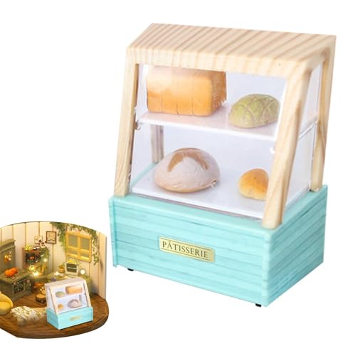 Miniatur-Brot-Displayschrank, Puppen-Miniatur-Brotständer, 1:12 Maßstab Kleine Desserts Standmodell, Puppenhaus Lebensmittelausstellungsmodell von Opilroyn