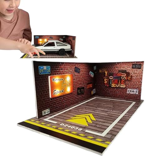 Modellauto Vitrine Modell Parkgarage Szene Modell Spielzeug LED Maßstab 1/24 Auto Modell-Garage Lagerszene Automodelle Jo-Garagen von Opilroyn