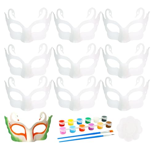 Opilroyn Karneval-Gesichtsbedeckung zum Basteln, Blanko-Maskerade-Gesichtsbedeckung | Papierbastel-DIY-Gesichtsbedeckungsset,Weiße, bemalbare Gesichtsbedeckung mit Pinseln, Kunsthandwerkszubehör mit von Opilroyn
