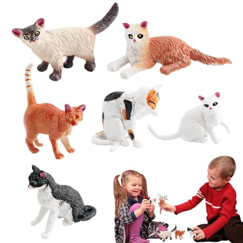 Opilroyn Katzenspielzeug-Set mit Katzenfiguren, realistische Katzenfiguren, Kuchendekoration Kätzchen | Katzenfiguren, Katzenspielzeug, Katzenspielzeug für Kinder von Opilroyn