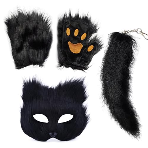 Opilroyn Tiermaske | Dress Up Face Cover mit Schwanz und Handschuhen | Halloween-Maske für Maskerade, Karneval und Bühnenauftritte Opilroyn Tiermaske | Dress Up Face Cover mit Schwanz und Handschuhen | Halloween-Maske für Maskerade, Karneval und Bühnenauftritte von Opilroyn