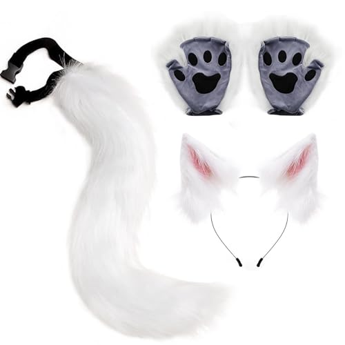 Opilroyn Wolfskostüm Set: Ohren, Schwanz und Wolfshandschuhe, Wolfs-Themen-Kostüm-Set | Für Halloween-Kostüm, Wolfskostüm, Kostüm mit Ohren und Wolfsschwanz, Handschuh-Set Opilroyn Wolfskostüm Set: Ohren, Schwanz und Wolfshandschuhe, Wolfs-Themen-Kostüm-Set | Für Halloween-Kostüm, Wolfskostüm, Kostüm mit Ohren und Wolfsschwanz, Handschuh-Set von Opilroyn