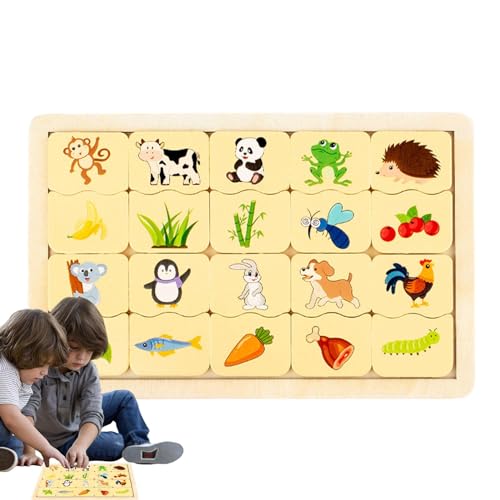 Pädagogische Matching-Spiele, Holzpuzzle | Lernspielzeug zum Kombinieren von Tieren - Tragbares Puzzle-Spielzeug für Kinder, Früherziehungsspielzeug für Fähigkeiten m von Opilroyn